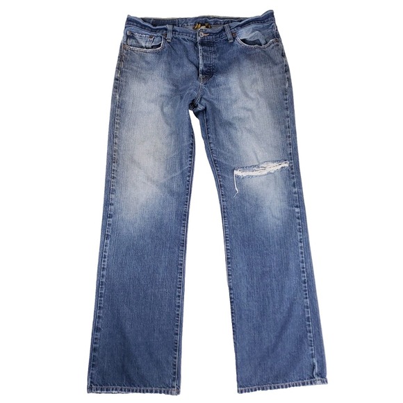 Lucky Brand Slim Bootcut Jeans 36 Mens Distressed Y2K Grunge Denim Everyday - Picture 1 of 13